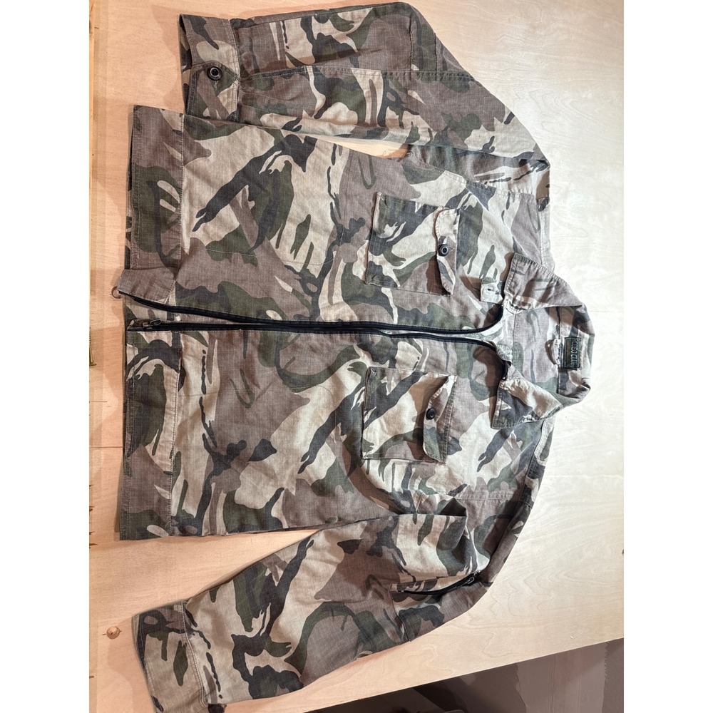 Rodeo Club Womens Camo Utility Jacket Full Zip Cotton Ripstop Green Large
